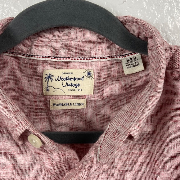 Weatherproof Vintage Linen Blend Short Sleeve Button Front Shirt Red Size Small - Picture 4 of 7